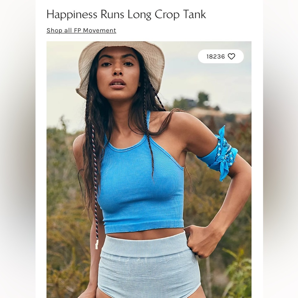Free People Blue Ribbed Crop Tank - Picture 3 of 3